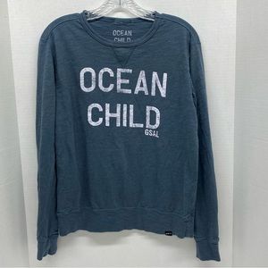 Ocean Child Long sleeve T Shirt Small Kite Surfer Retro Vintage Style Blue Green